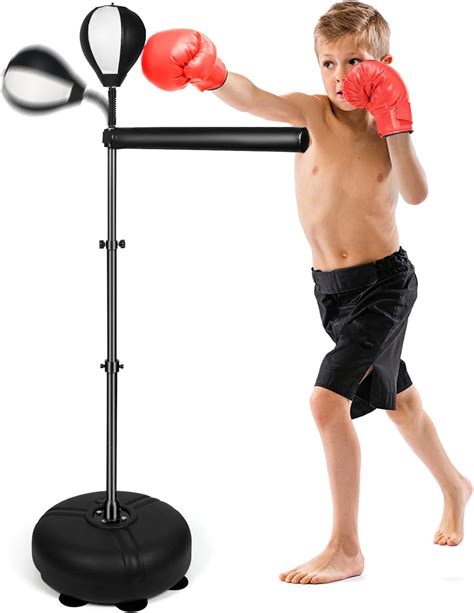 Amazon.com : 45-75in Black and White Boxing Reflex Bag - Free Standing ...