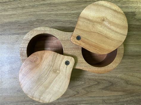 Buy natureCRAFTS neem wood Double Round Spice Box Salt And Pepper ...
