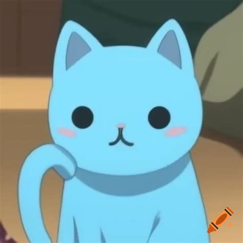Cute light blue humanoid male cat character in anime style on Craiyon