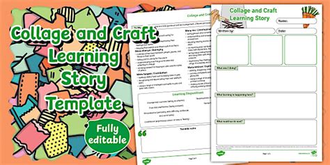 Collage and Craft Learning Story Template (Editable)