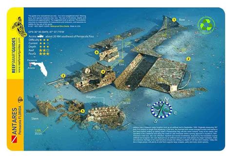 Antares Wreck Florida Panhandle Waterproof Dive Card : Reef Smart ...
