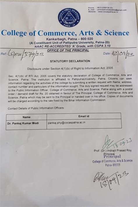 NAAC Mandatory Disclosure - College of Commerce, Arts & Science, Patna ...