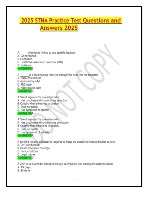 2025 STNA Practice Test Questions and Answers 2025. - Stna - Stuvia US