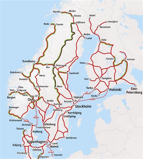 Scandinavia Map Europe Train