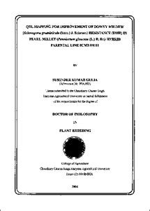 QTL mapping for improvement of downy mildew [sclerospora graminicola ...