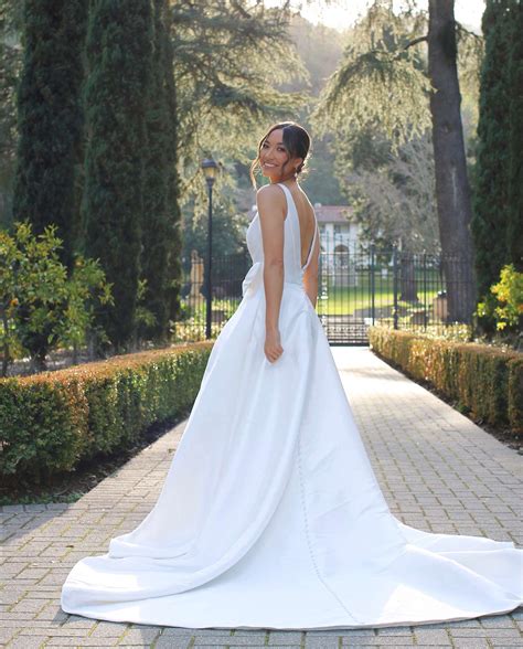 SIMPLE SILK A-LINE WEDDING DRESS WITH V-NECKLINE AND BOW DETAIL - I Do Bridal & Formal Mobile ...