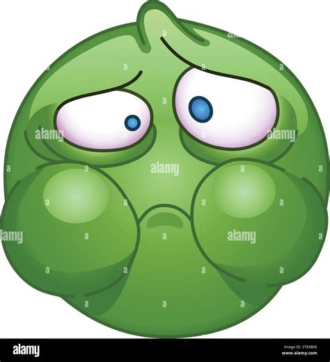 Sick green face emoji emoticon with puffed cheeks holding back vomit Stock Vector Image & Art ...
