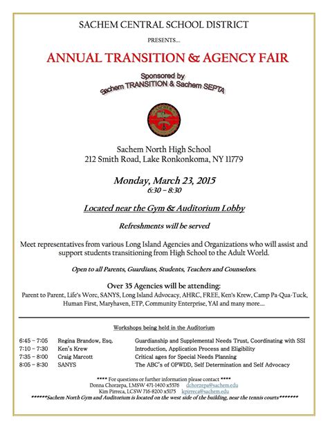 Event: Sachem Transition & Agency Fair | Sachem Report