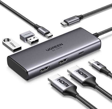 UGREEN Revodok 206 Hub USB C Doppio HDMI 8K30Hz 4K60Hz Adattatore Type ...