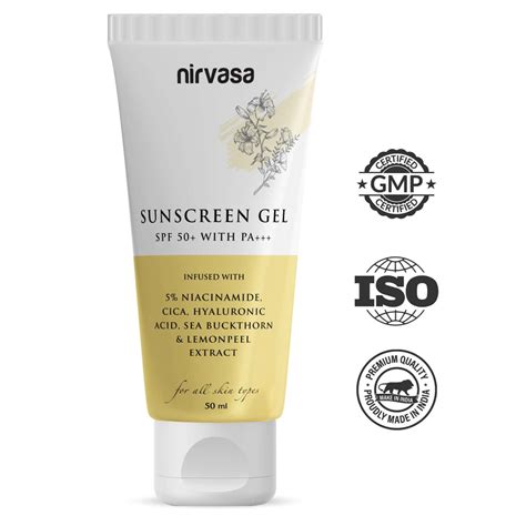 Buy NIRVASA SUNSCREEN GEL WITH NIACINAMIDE | LIGHTWEIGHT SPF 50+ PA ...