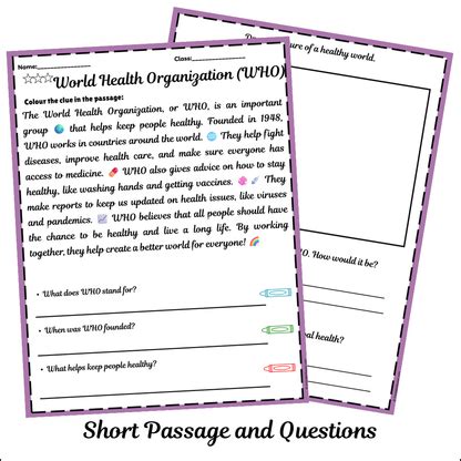 World Health Organization (WHO) | Short Reading Comprehension Creative ...