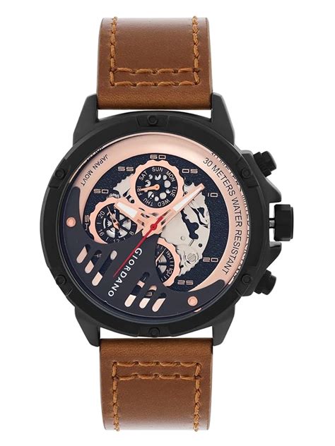 Buy Giordano Wrist Watch for Men Stylish Leather Strap ...