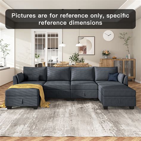 YYAo Modern Large U-Shape Modular Sectional Sofa, Reversible Sofa Bed ...
