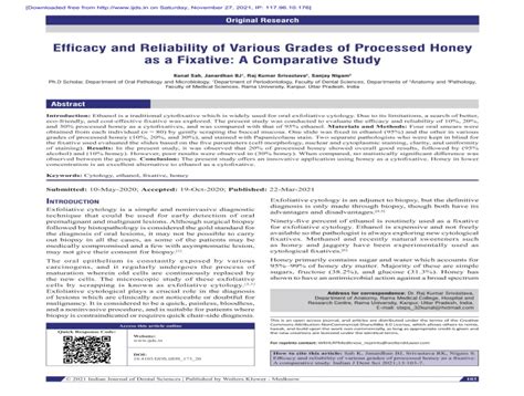 Efficacy and Reliability of Various Grades of Processed Honey as a ...