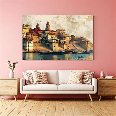 Varanasi Ghats Wall Art – Indian Ethnic Canvas Painting Decor – CIPHER ...