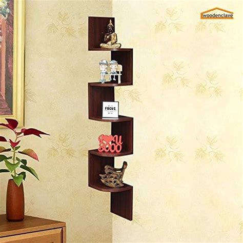WOODENCLAVE MDF Engineered Wood 5 Tier Zig Zag Design Wall Mounted ...