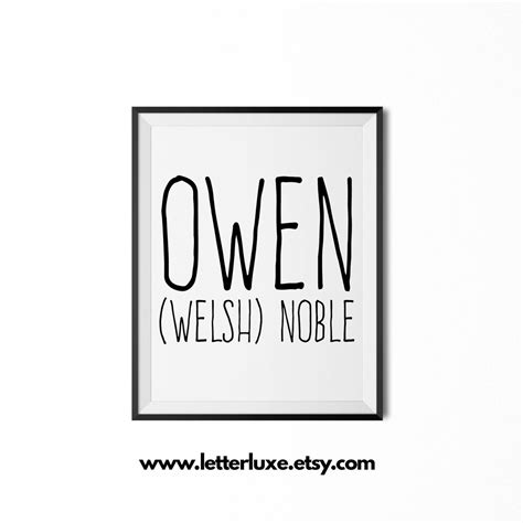Owen Name Meaning Art, Owen Gift, Printable Baby Shower Gift, Nursery ...