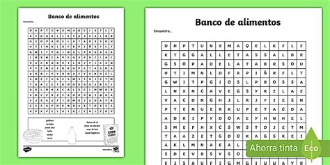 Sopa de letras: Banco de alimentos (teacher made) - Twinkl
