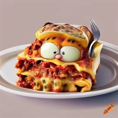Garfield-style lasagna dish on Craiyon