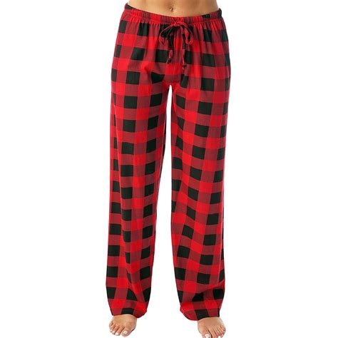 TQWQT Red Plaid Pants Women Fluffy Halloween Pajamas Comfy Plaid ...