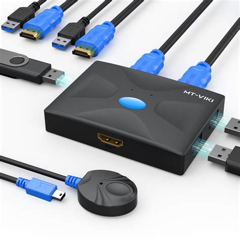 HDMI KVM Switch 2 Port, MT-VIKI 4K@30Hz KVM Switch for 2 Computers ...