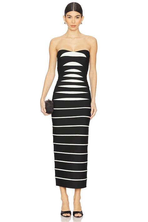 Herve Leger The Cameron Gown in Blk Alab Cmb | REVOLVE