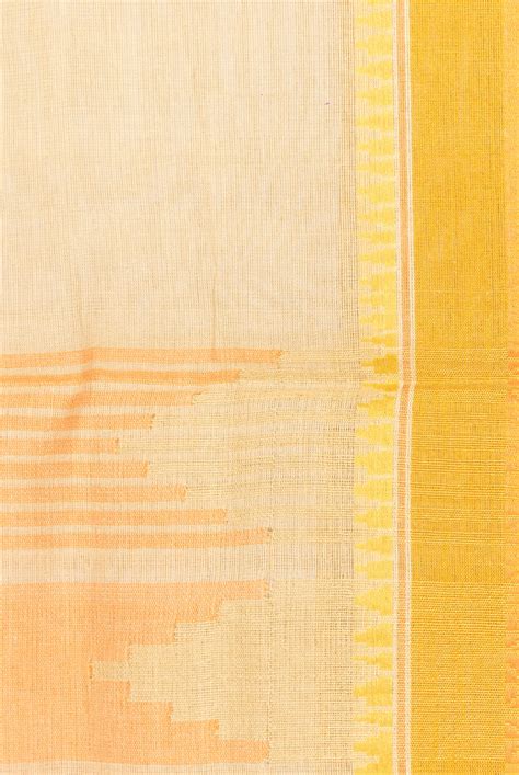 Kappas Dobby Cotton Handloom Stole - Beige, Yellow