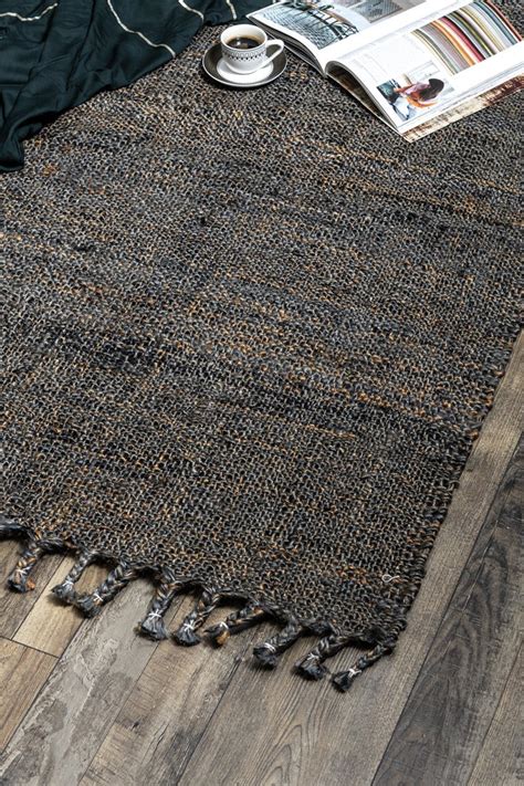 Buy Alma Grey Jute Handwoven Panja Dhurrie online at Saraf furniture ...