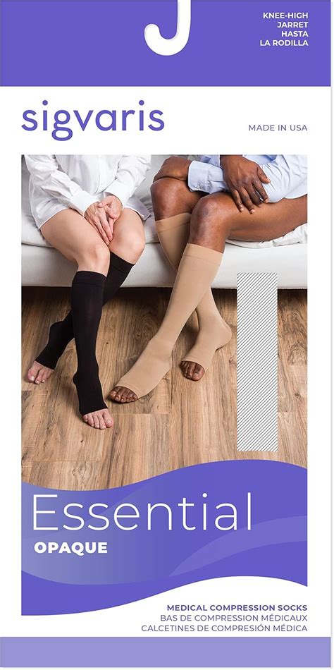 Buy SIGVARIS Men’s & Women’s Essential Opaque 860 Open Toe Plus Calf ...