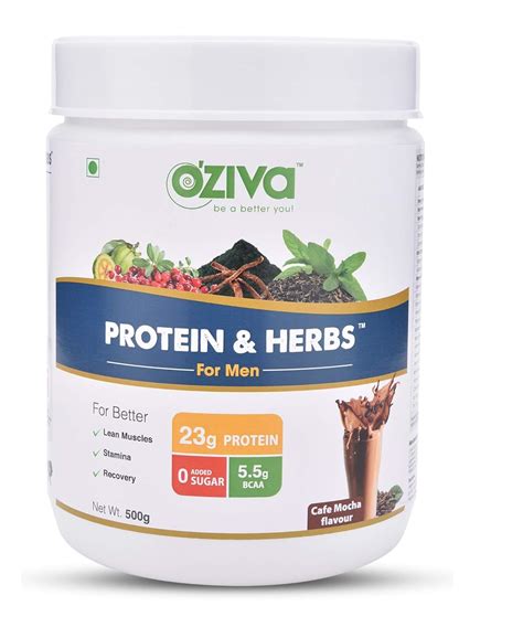 OZiva Protein & Herbs for Men, Cafe Mocha, 16 Servings, 0g added Sugar ...