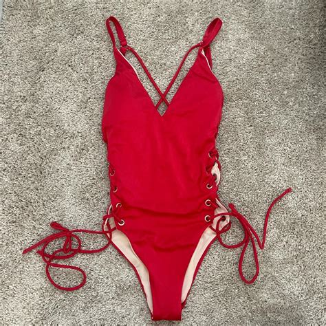 LA HEARTS Red one piece bikini, adjustable straps,... - Depop