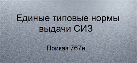 Единые типовые нормы выдачи СИЗ