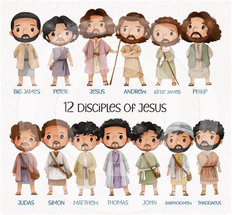 Jesus and 12 Disciples Clip Art ,religion, Bible Stories Clipart PNG Files - Etsy
