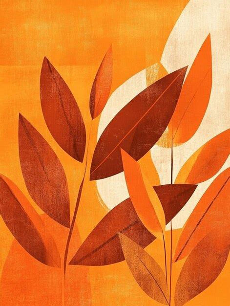 A painting of leaves with a picture of a leaf on it | Premium AI ...