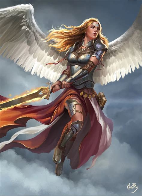 Angel by 鹤庵 波影 | Fantasy female warrior, Aasimar, Angel warrior