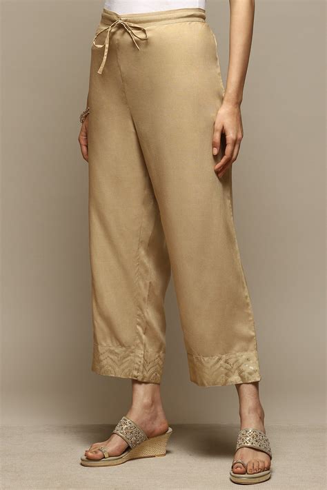 Gold Rayon Straight Palazzo