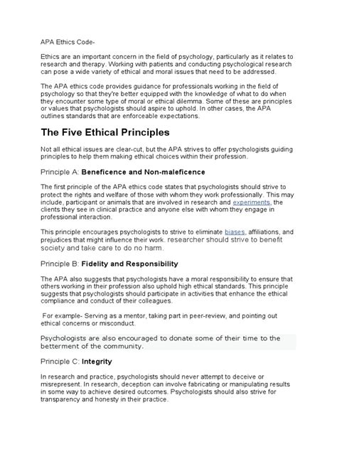 Image result for APA Code of Conduct Principles