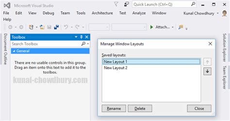 Image result for Visual Studio Mannaging Window Layout