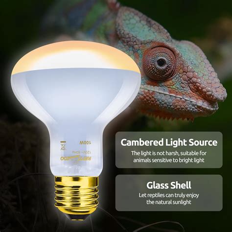 REPTIZOO Reptile Heat Lamp Combo Pack, 100W UVA Daylight Basking Spot ...