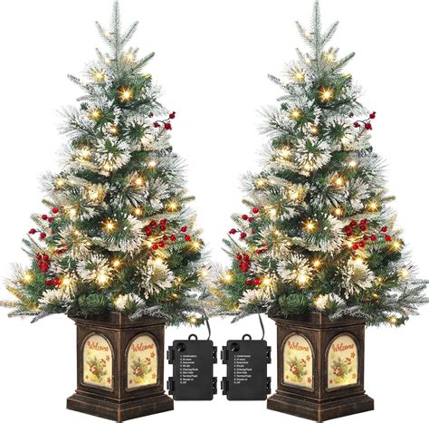 3ft Pre-Lit Artificial Mini Christmas Tree with 78 Led Lights & Vintage ...