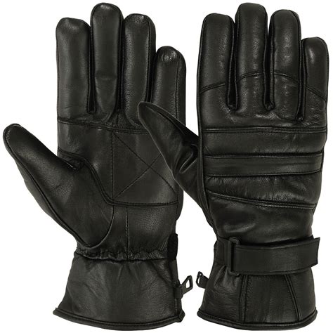 Mens Warm Winter Dress Glove Genuine Leather Motorcycle Gloves, Black ...