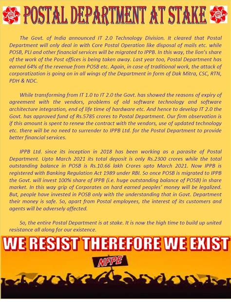 Postal Department at stake.... poster