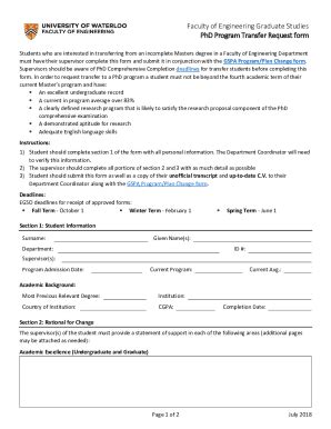 Fillable Online PhD Program Transfer Request form Fax Email Print ...