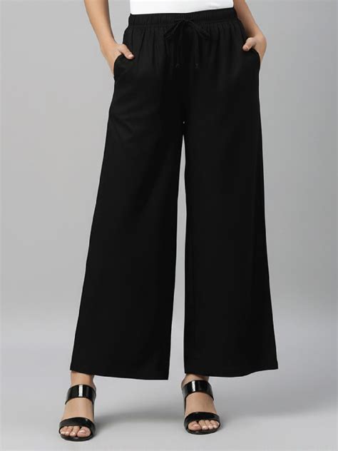 Black Woven Viscose Basic Palazzo – Go Colors India