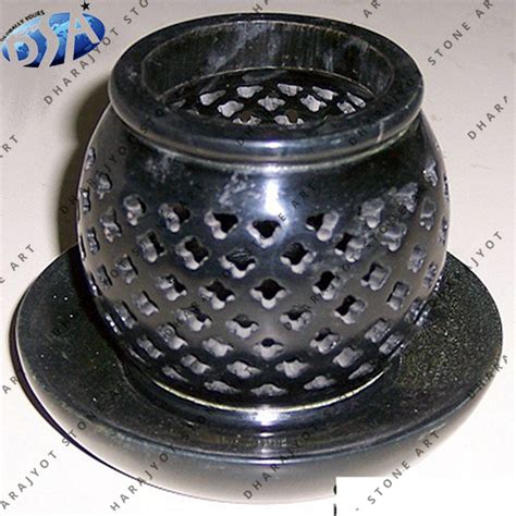 Hand Carved Black Marble Stone Candle Holder – Dharajyot Stone Art