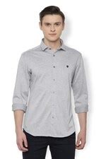 Buy Men Grey Textured Full Sleeves Leisure Sport Shirt Online - 394678 ...