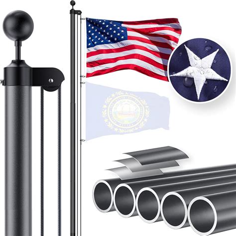 Amazon.com : IOEN Grey Heavy Duty Flag Poles for Outside House in Ground - 25FT 12 Gauge Extra ...