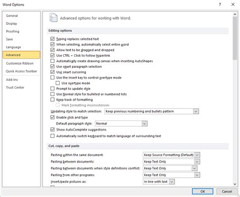 Image result for Word Options Dialog Box