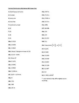 Normal Distributions Worksheet #3 by Matthew Kilgore | TPT