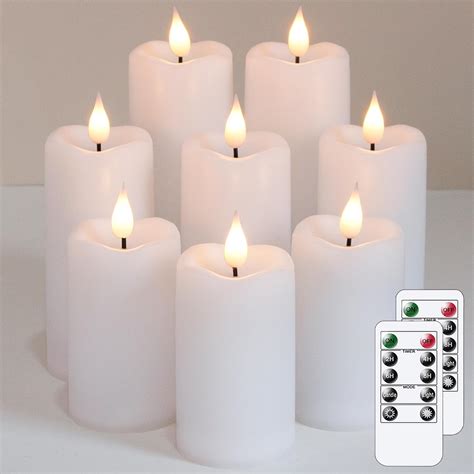 Yeelida Battery Operated Flickering Candles with Teardrop-Wick,Pack of ...
